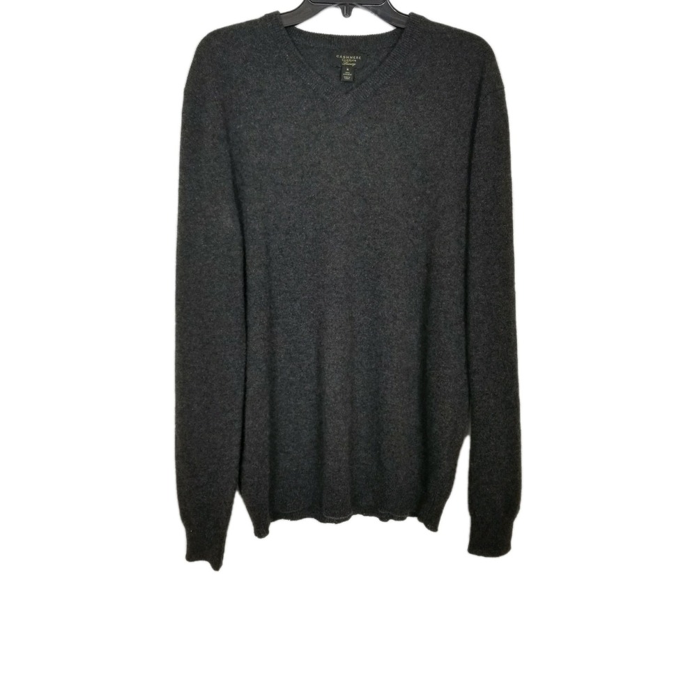 Club Room Women Luxury Cashmere Sweater Sz M Gray Pullover Soft Cozy